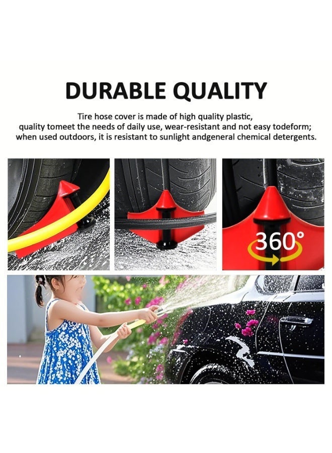 نظام توجيه خرطوم السيارة يمنع خراطيم الغسالات عالية الضغط من الانحشار تحت الإطارات، مثالي لغسيل السيارات والصيانة (أحمر، قطعتان). - Image 4